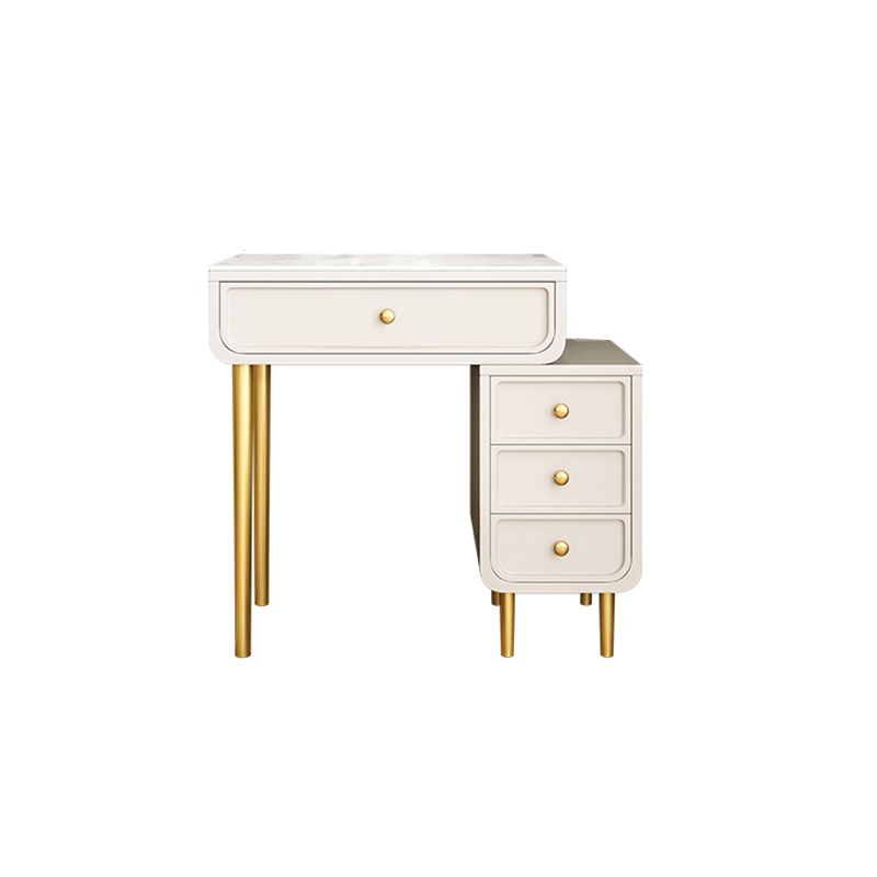 Glam Slate Top Vanity Table and Stool Set 4 Drawer Dressing Table