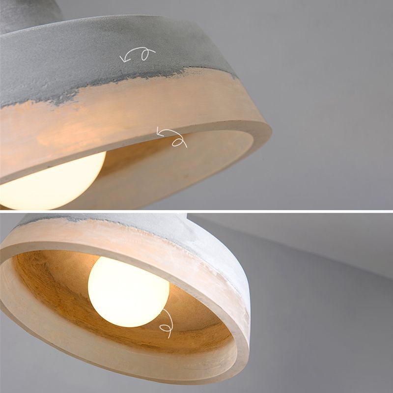 1-leichte graue Schatten-Anhängerlampe moderne minimalistische Zementlampe für Wohnzimmer