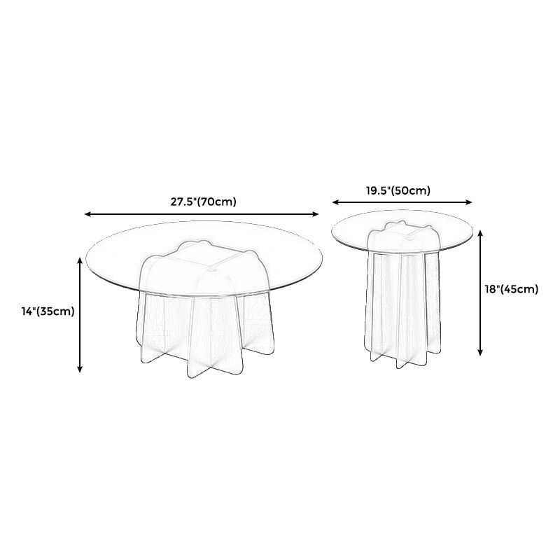 Pedestal Base Coffee Table Round Glass Cocktail Table in Black