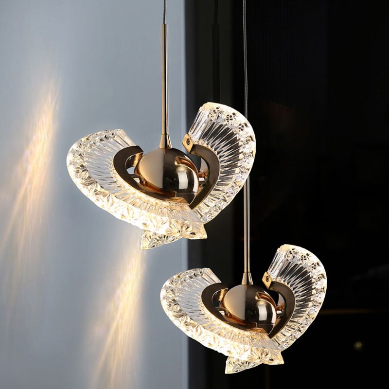 Goldene 1 leichte Anhängerlampe moderne minimalistische runde Kristall Wohnzimmer kleine hängende Lampe