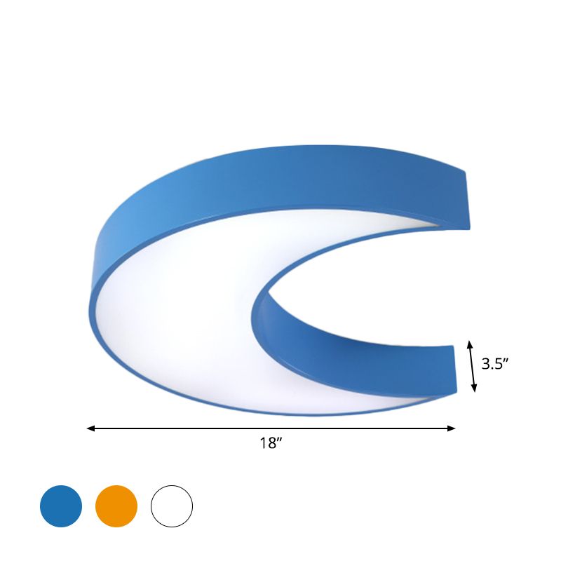 Crescent Moon Bedchamber Flush Lighting Acrylic LED Children Flush Mount Fixture in White/Yellow/Blue
