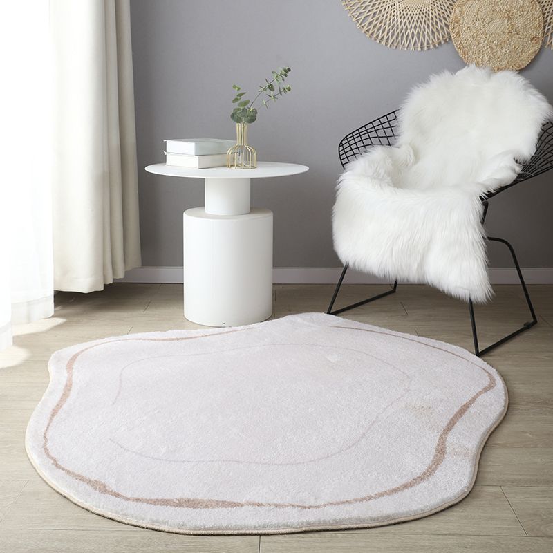 White Line Pattern Rug Polyester Modern Area Rug Stain Resistant Rug for Living Room