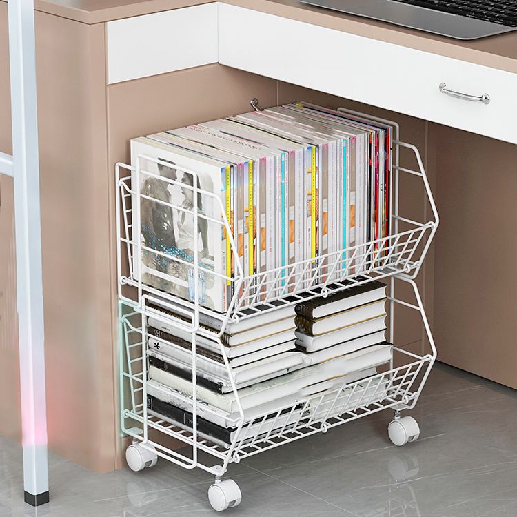 10.43"W Bookshelf Contemporary Style Bookcase for Study Room Office with Casters