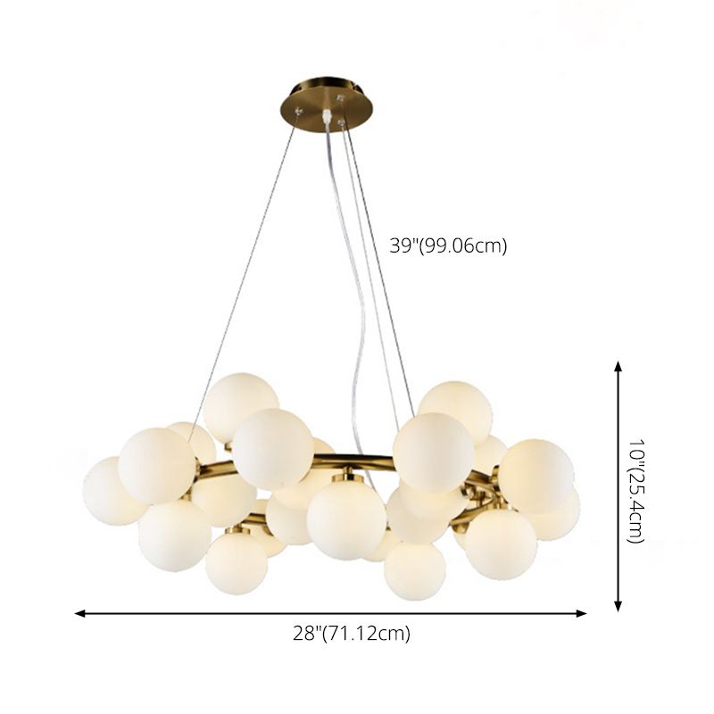 Glass Circular Hanging Pendant Light Contemporary Chandelier Pendant Light in White