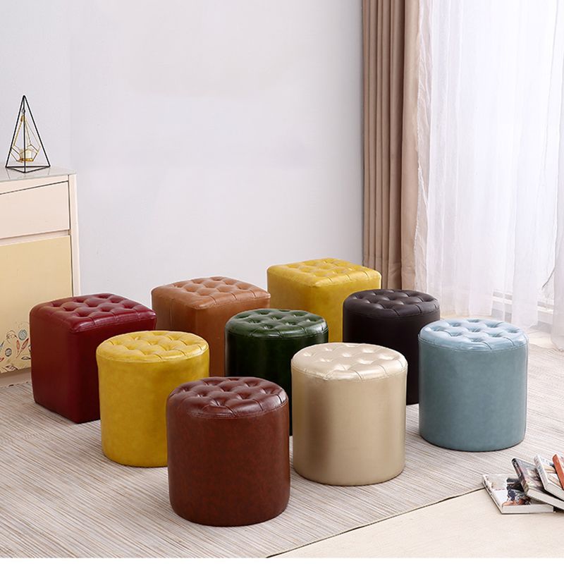 Modern Dark Brown Cube Solid Color Square Leather for Living Room