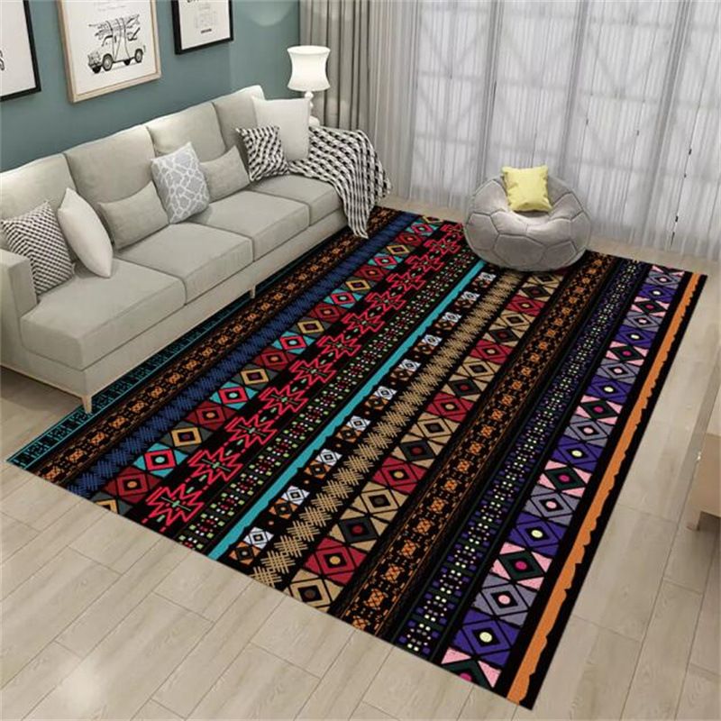 Bohemian Chevron Print Rug Polyester Indoor Carpet Non-Slip Backing Area Rug for Living Room