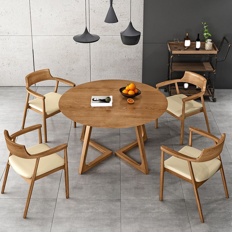 Modern Style Round Wood Table Set 1/2/4/7 Pieces Dining Set for Kitchen