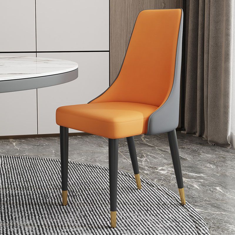 Glam Faux Leather Dining Chair Parsons Chair in Matte Finish for Kitchen