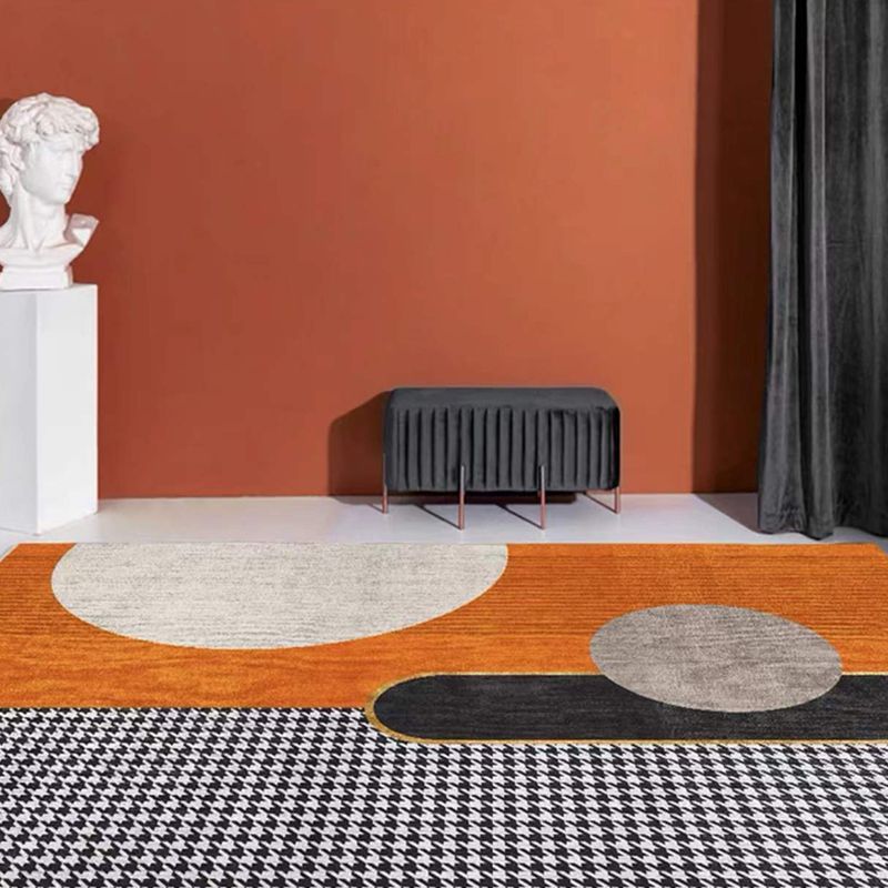 Dark Gray Simple Rug Polyester Moon Area Rug Non-Slip Backing Rug for Home Decor