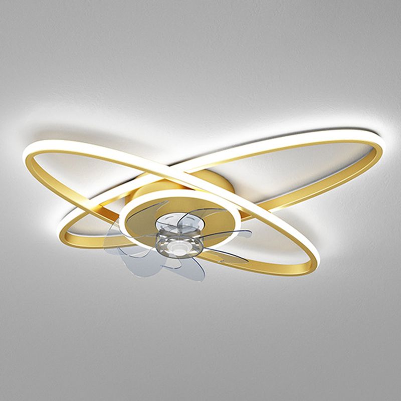 Oval 3 - Light LED Fan Light in Black / Gold Modern Ceiling Fan