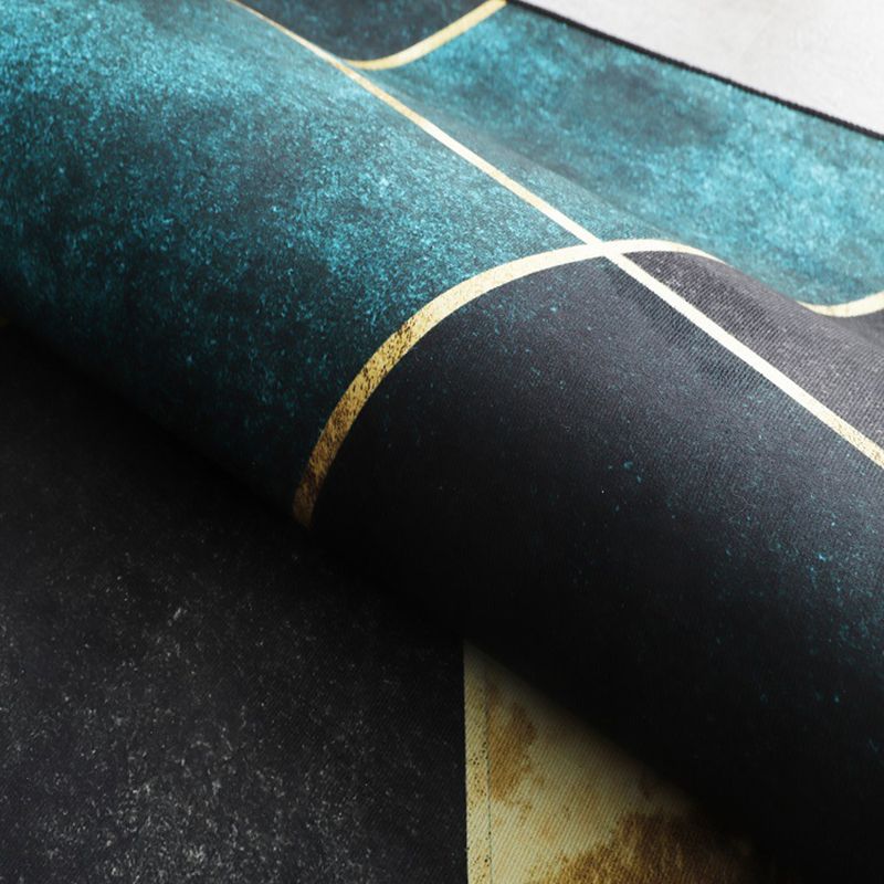 Black Modern Rug Polyester Abstract Stripe Rug Washable Rug for Home Decor