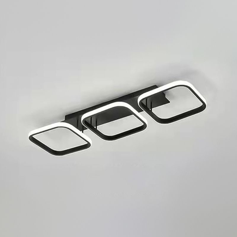Metall quadratische Schatten Flush Deckenleuchte moderne Multi -Leuchten Flush -Montierung in Schwarz
