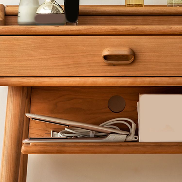 Minimalism Solid Wood Makeup Table Vanity Stool with Drawers and Mirror