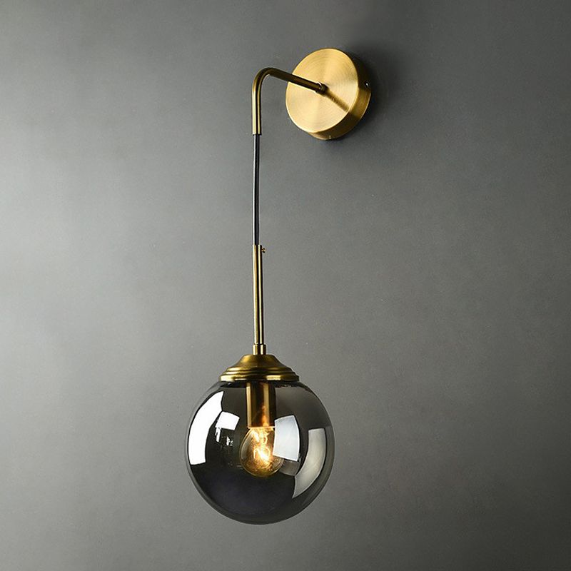 Industrial Style Ball Shade Wall Lamp Glass 1 Light Sconces for Bedroom