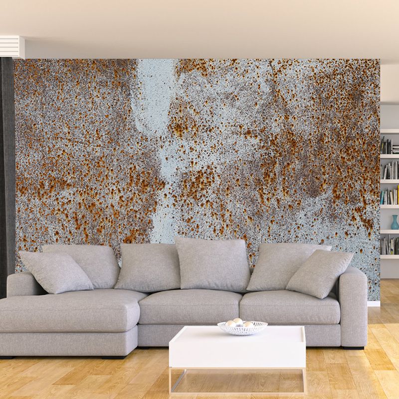 Rusty Metal Mural Wallpaper Stain Resistant in Dark Color, Personalized