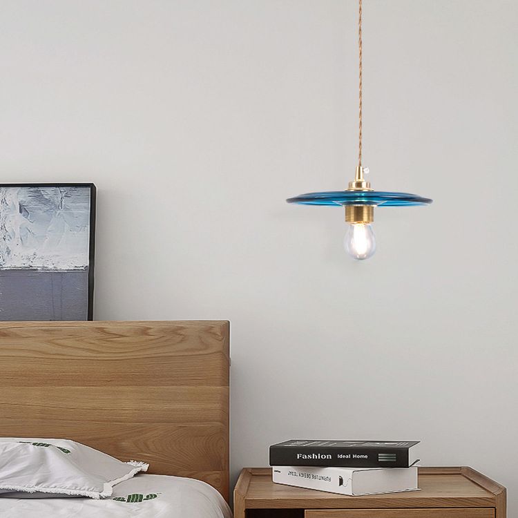 Retro Minimalist 1 Light Pendant Lamp Lens Glass Shade Pendant Light Fixture for Living Room