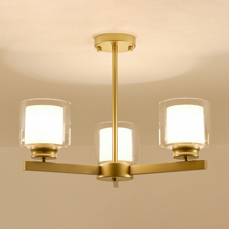 Cilindro lampadario a sospensione del lampadario moderno in vetro soggiorno lampada a sospensione in oro