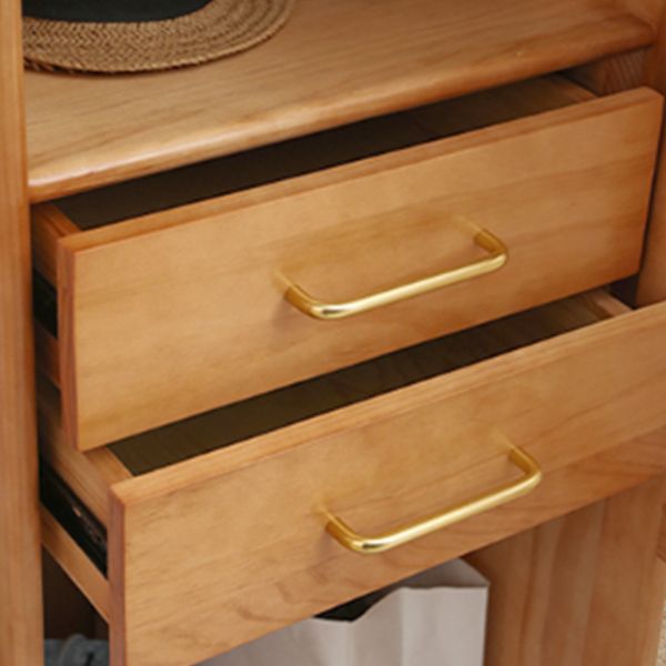 Freestanding Natural Solid Wood Wardrobe Modern Multifunctional Wardrobe