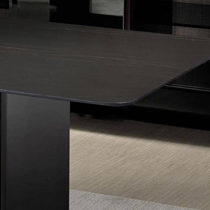 Industrial Sintered Stone Dining Table Rectangle Shape Standard Dining Table for Kitchen
