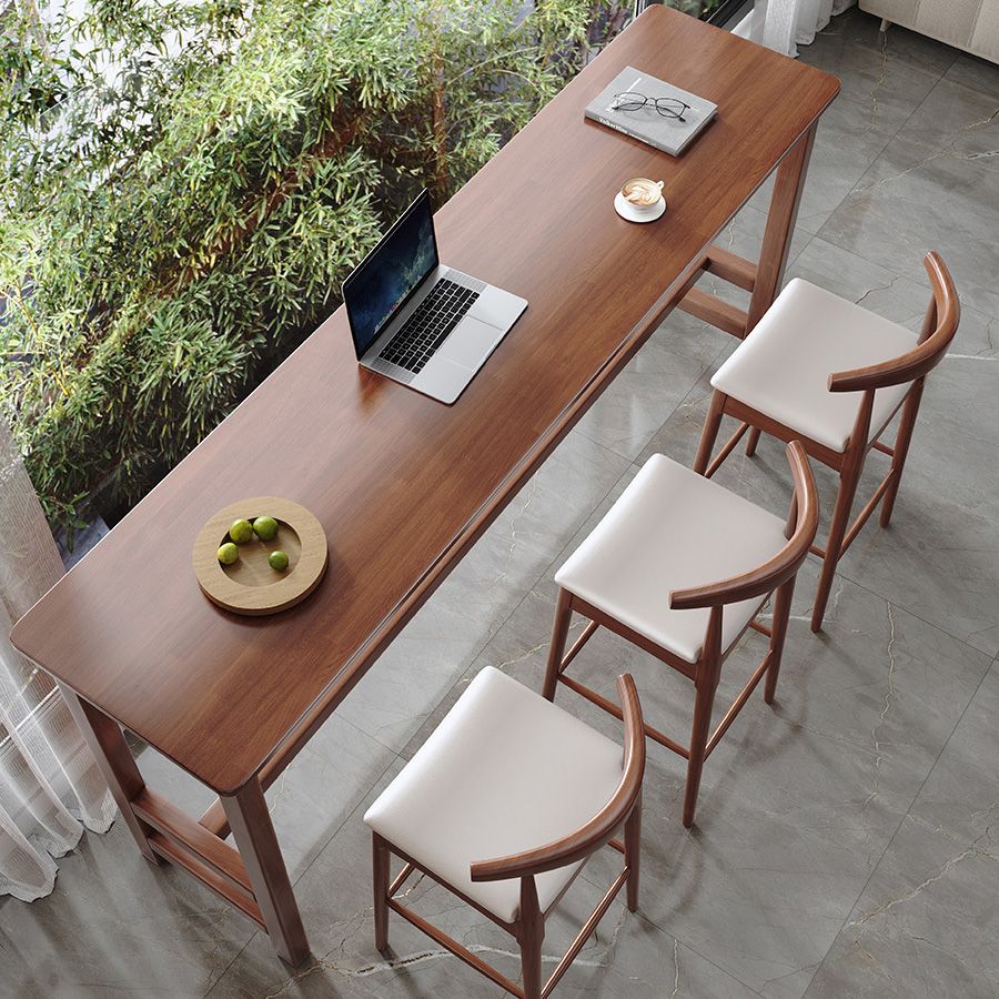 Contemporary Indoor Bar Dining Table Rectangle Trestle Wood Bar Table