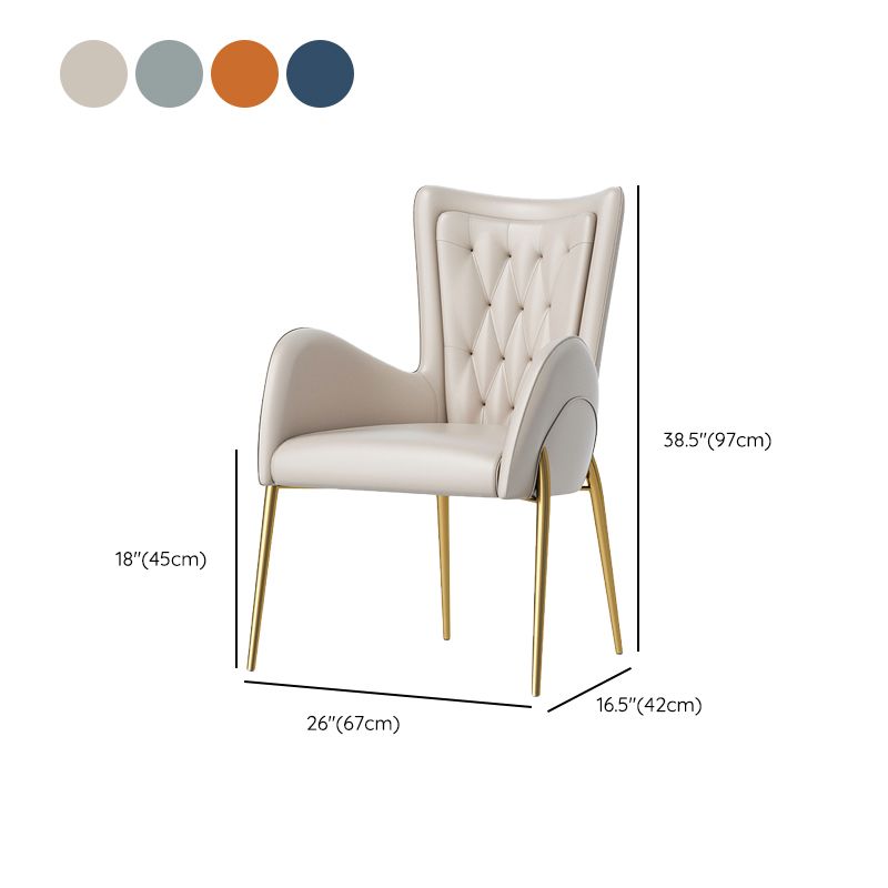 Upholstered Dining Arm Chair High Back Dining Chair with Gold Legs