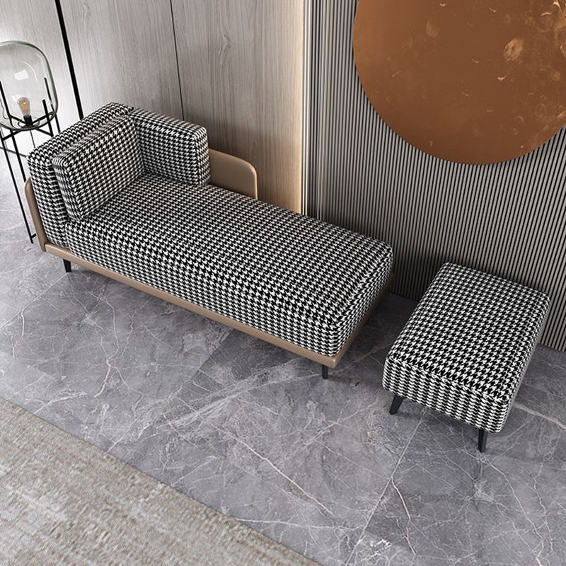 Cushioned Chaise Lounge Houndstooth Chaise Lounge Sofa with Arm