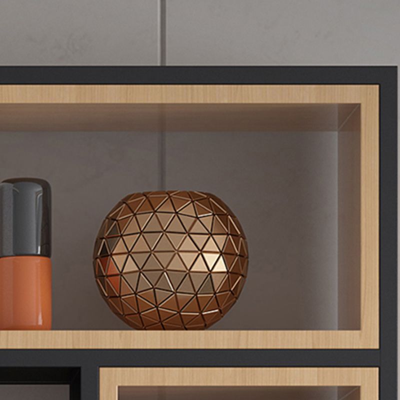 Industrial Open Etagere Bookshelf Iron Frame Solid Wood Shelf Bookshelf