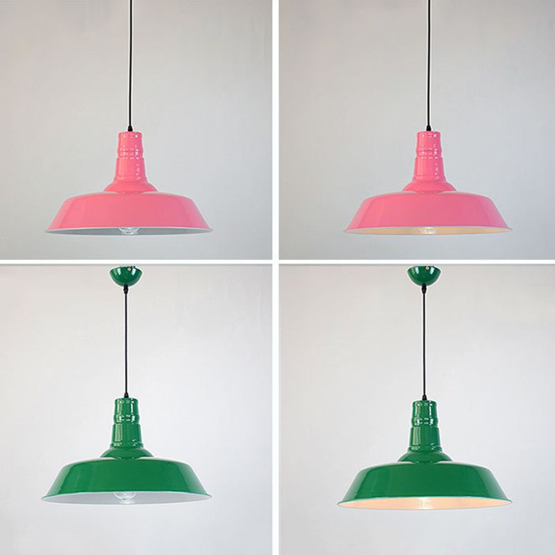 Modern Industrial Barn Shade Hanging Light, Macaron Metal 1-Light Pendant Lighting