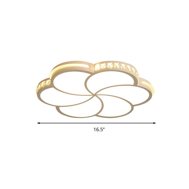 Luz de techo de descarga LED de flores blancas con lámpara de techo acrílico de cristal contemporáneo transparente para la habitación Kid