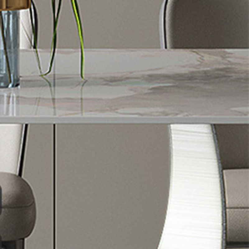 Contemporary Style 1/4/5/7/8 Pieces Dining Chairs Set Rectangle Stone Furniture in White