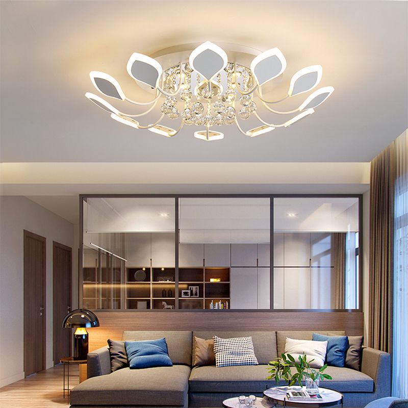 Spoetnik inbouw plafondlamp met blad acryl kap modern 8/10/12 lampen wit/zwart plafondlamp voor slaapkamer in wit/warm