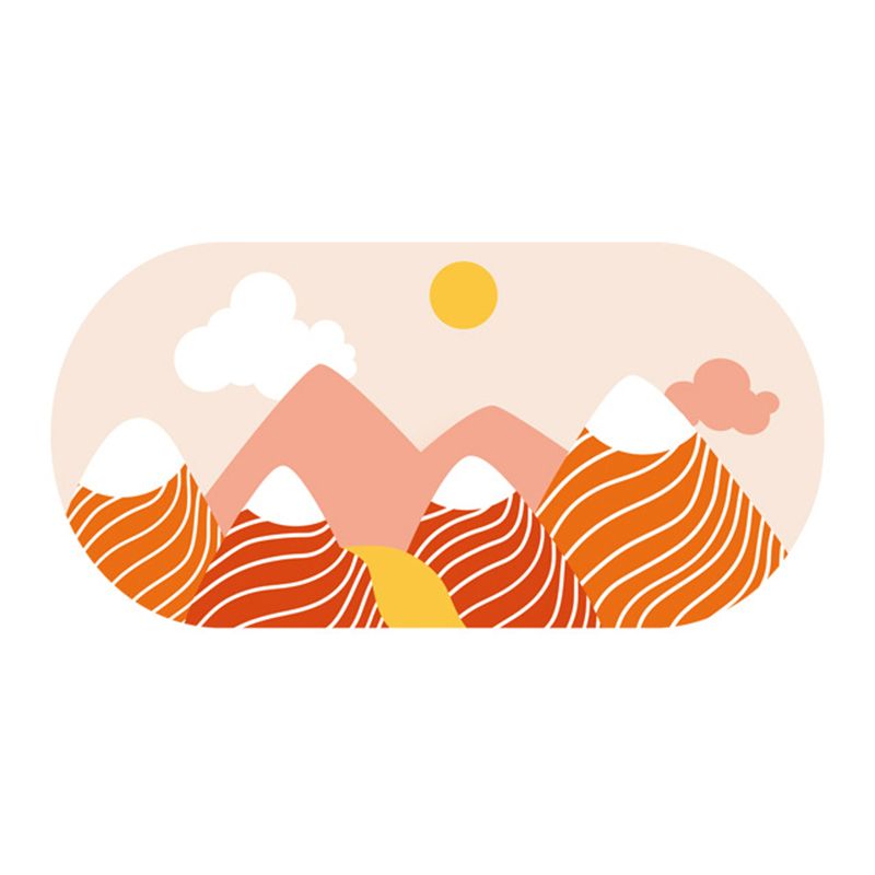 Orange Modern Rug Polyester Pattern Rug Stain Resistant Rug for Home Decor