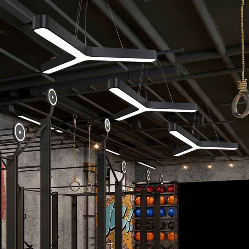 Lampada a sospensione a forma di Y metal a led contemporanea a soffitto appeso per palestra