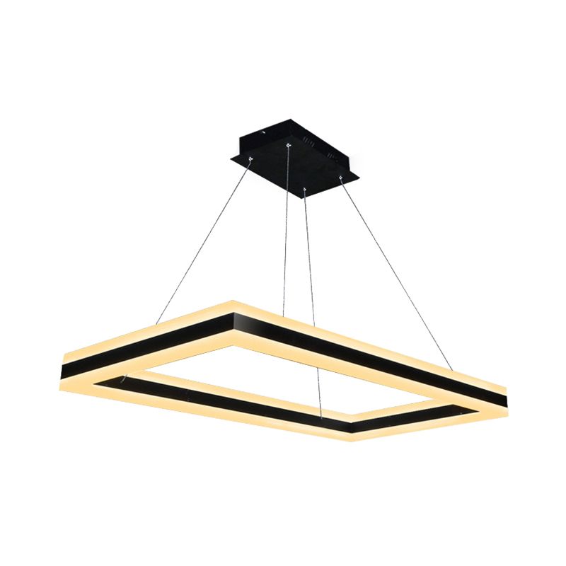 Luce del soffitto rettangolare acrilico LED moderno LED 1/2/3 light Black Candelier ciondolo in luce calda/bianca