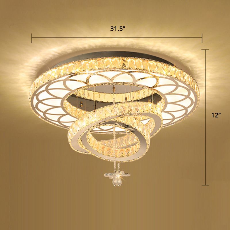 Zilverringen plafond spoeling licht eigentijdse kristallen led spoeling mount lamp armatuur voor slaapkamer