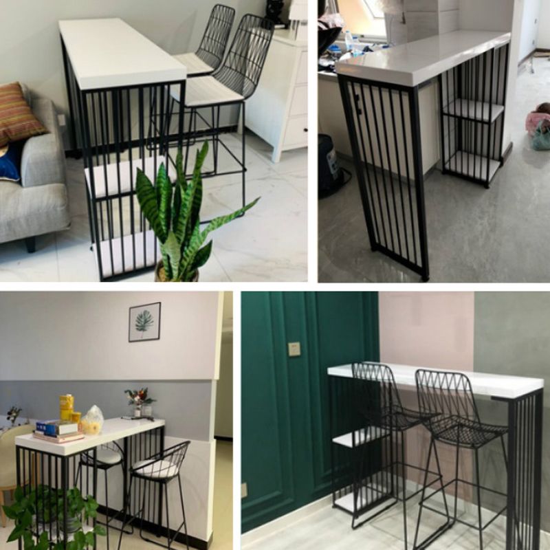 Rectangle Solid Wood Bar Table Set Luxurious 1/2/3 Pieces Counter Table with High Stools