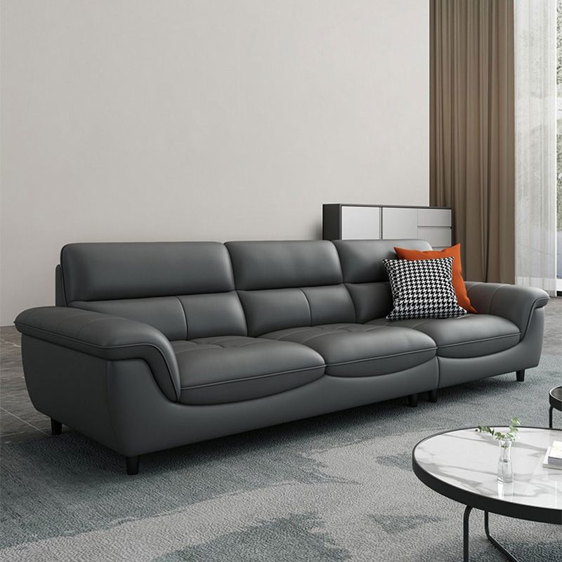 Genuine Leather Stain Resistant Contemporary Pillow Top Arm Sofa Couch