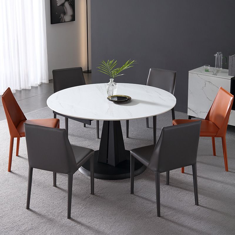 Metal Modern Dining Room Set with Round Table and Pedestal Base Dining Set with Wingback Chairs