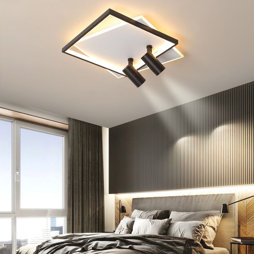 Plafonnier LED de luxe moderne en fer forgé carré encastré avec abat-jour en acrylique