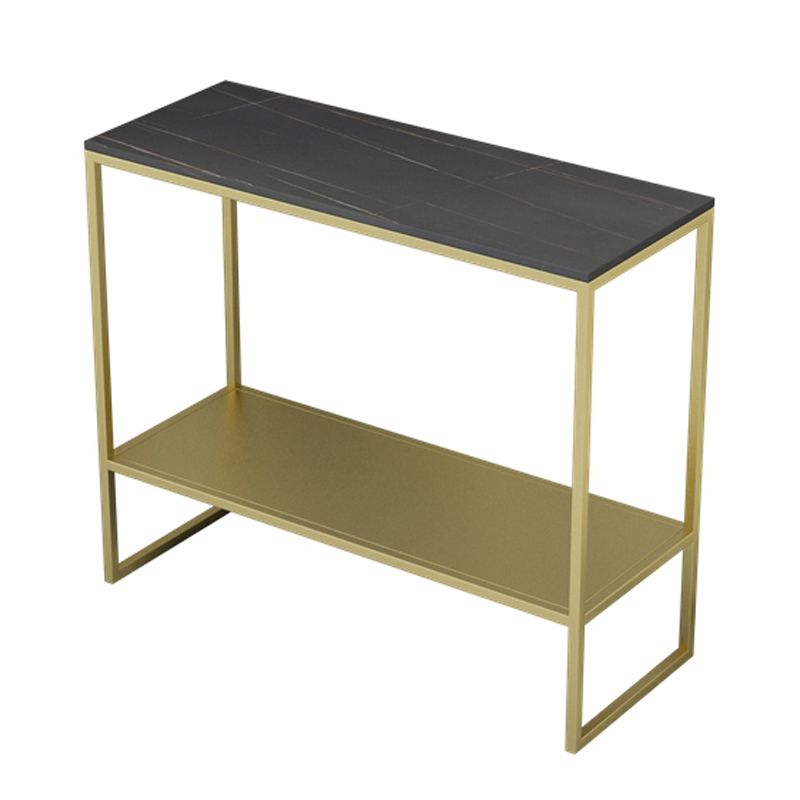 Rectangular Slate Top End Table Modern Shelf Included Side Table - 25.6" W