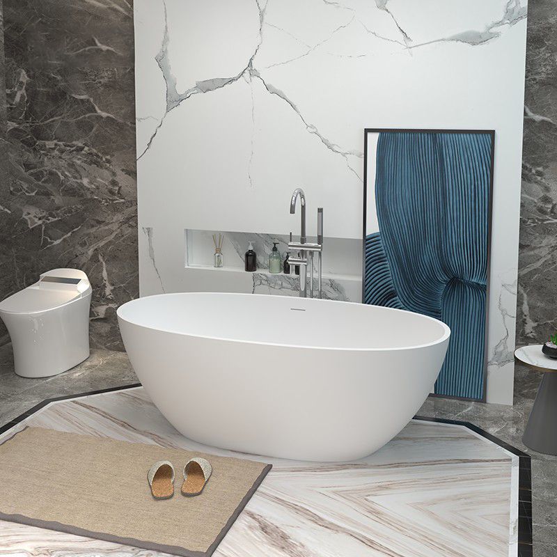Modern Stone Oval Bathtub Antique Finish Freestanding Bath Tub