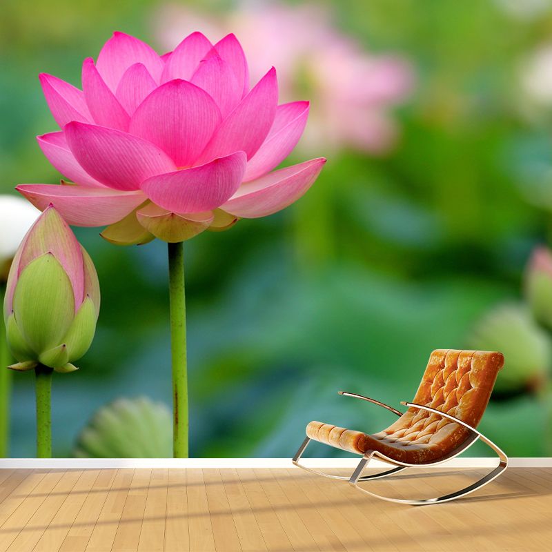 Water Plant Lotus Wall Mural Decal Water Resistant, Custom Size Available