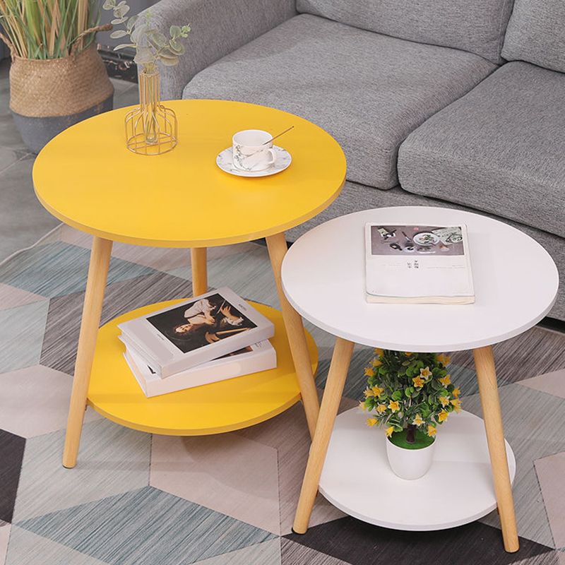 Modern 3 Leg Corner Table Round Solid Wood Side End Table for Living Room