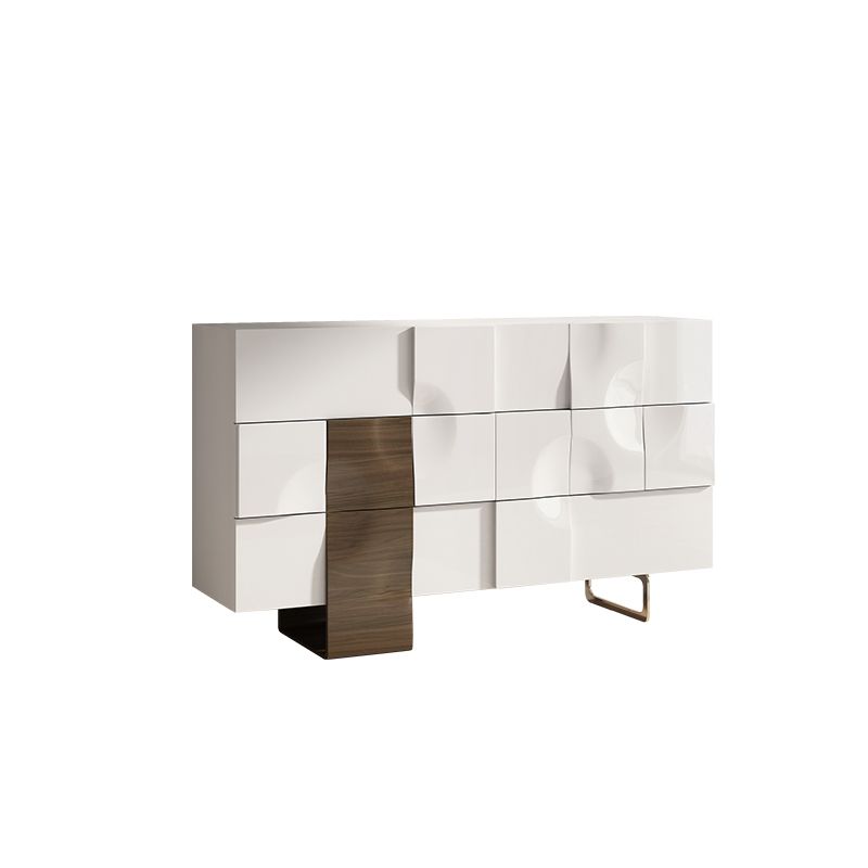 Contemporary Horizontal Double Dresser White/Gray Storage Dresser for Home