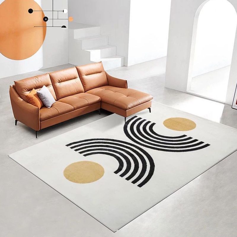 Rectangle Shape Geometric Pattern Rug Stain Resistant Loom Rug for Bedroom