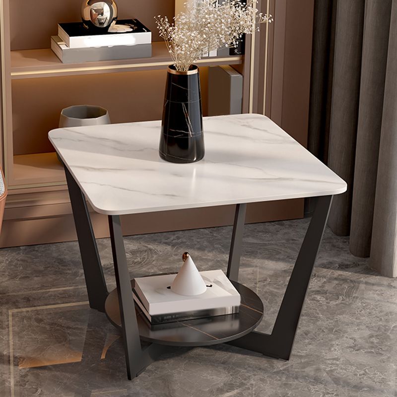 Cross Legs Slate End Table Modern Square End Table with Storage