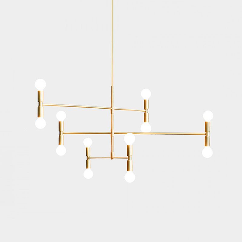 Exponierte Metallkronleuchter leichte postmoderne 12 Leuchten hängende Lampe für Wohnzimmer