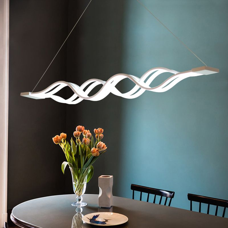 Luce isola a led a forma d'onda bianca nella moderna semplicità in ferro battuto luce a sospensione con ombra acrilica