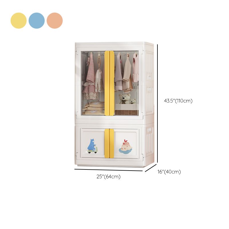 Plastic Storage Cabinet with Garment Rod Contemporary Hinged Door Cabinet