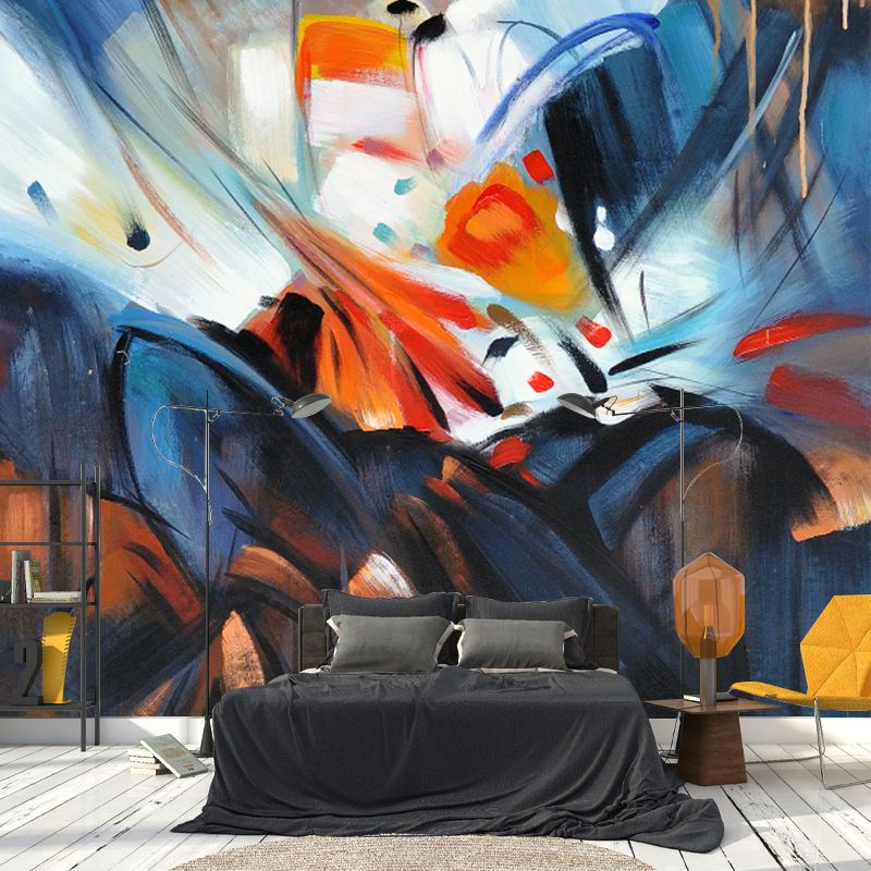 Abstract Painting Murals Wallpaper Orange-Blue Novelty Wall Decor for Living Room